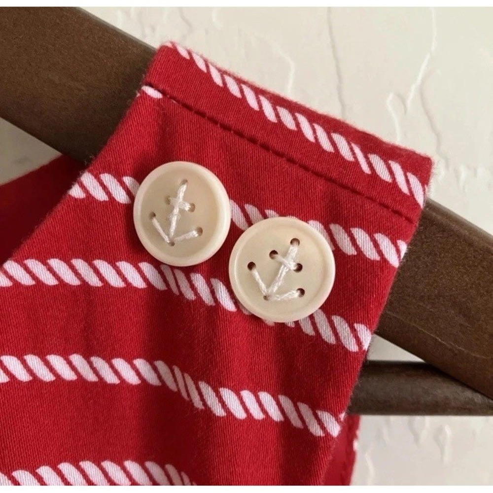 Talbots Dress Nautical Red White Rope Stripe Fit and Flare Sleeveless Cotton  12 - Picture 5 of 5